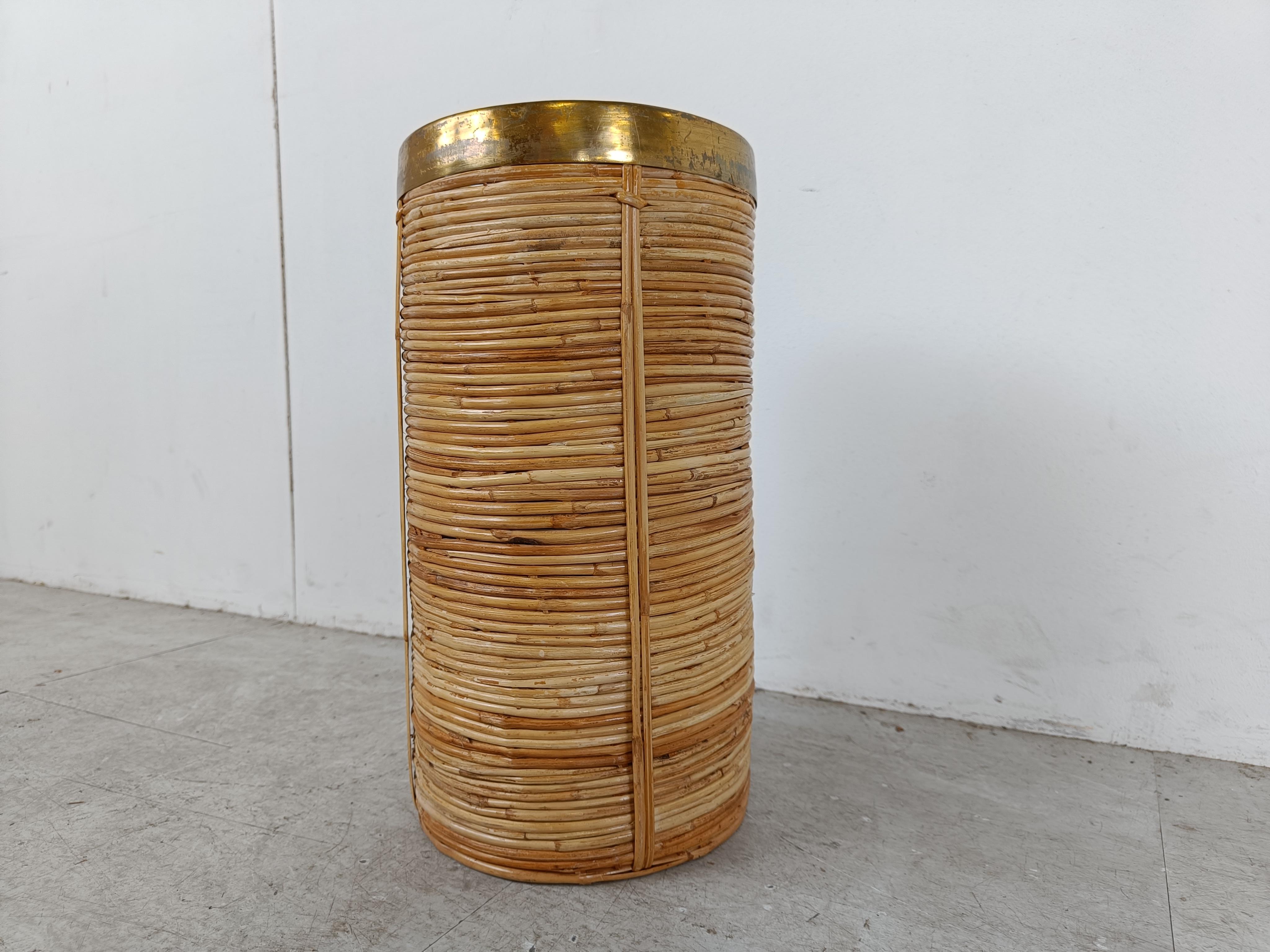 Italian copper and bamboo umbrella stand, 1960s 2
