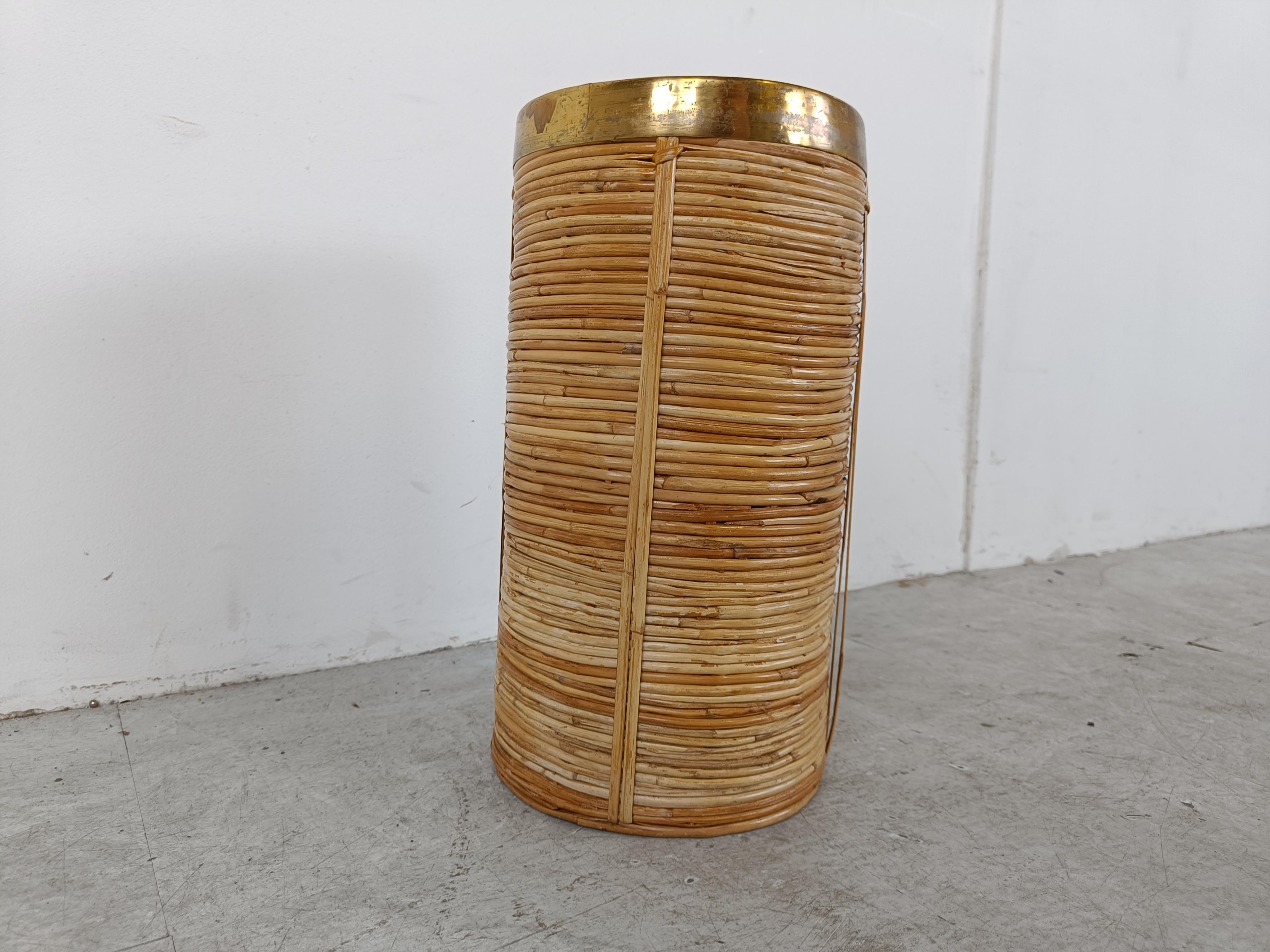 Italian copper and bamboo umbrella stand, 1960s 3