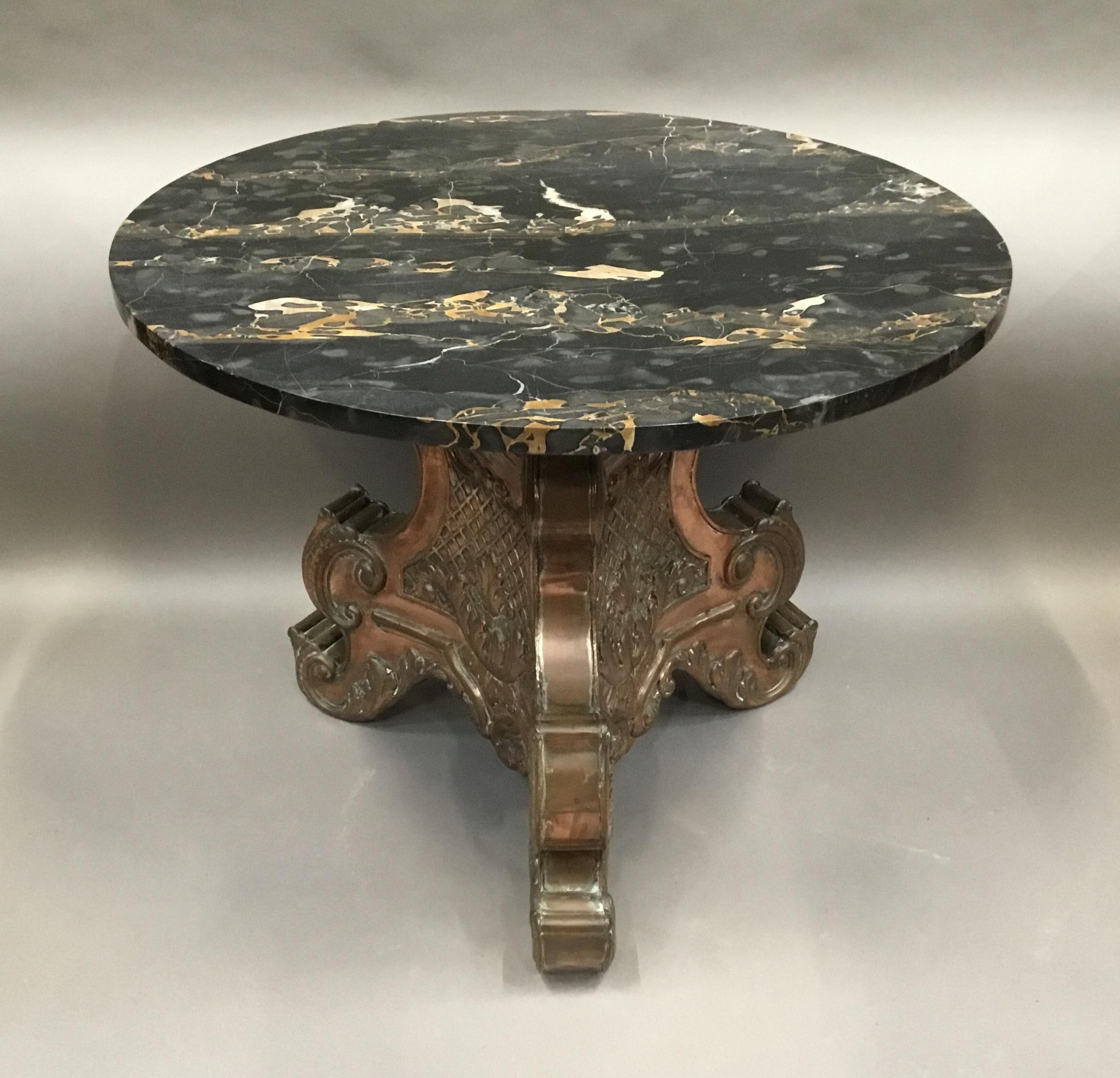 Renaissance Italian Copper and Marble Low Centre Table / Coffee Table B Battioli For Sale