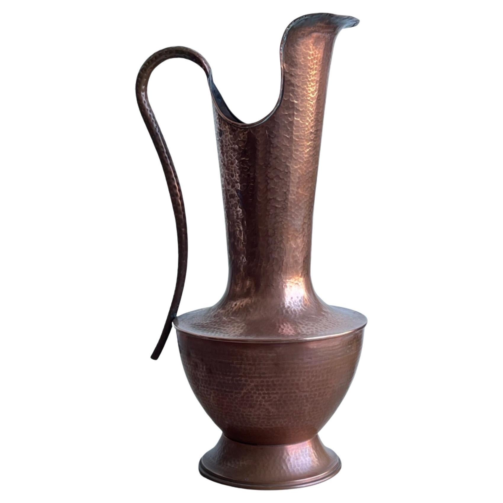 Italian Copper Hand Beaten Large Vase For Sale