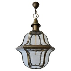 Lámpara de techo italiana de cobre con cristal curvado