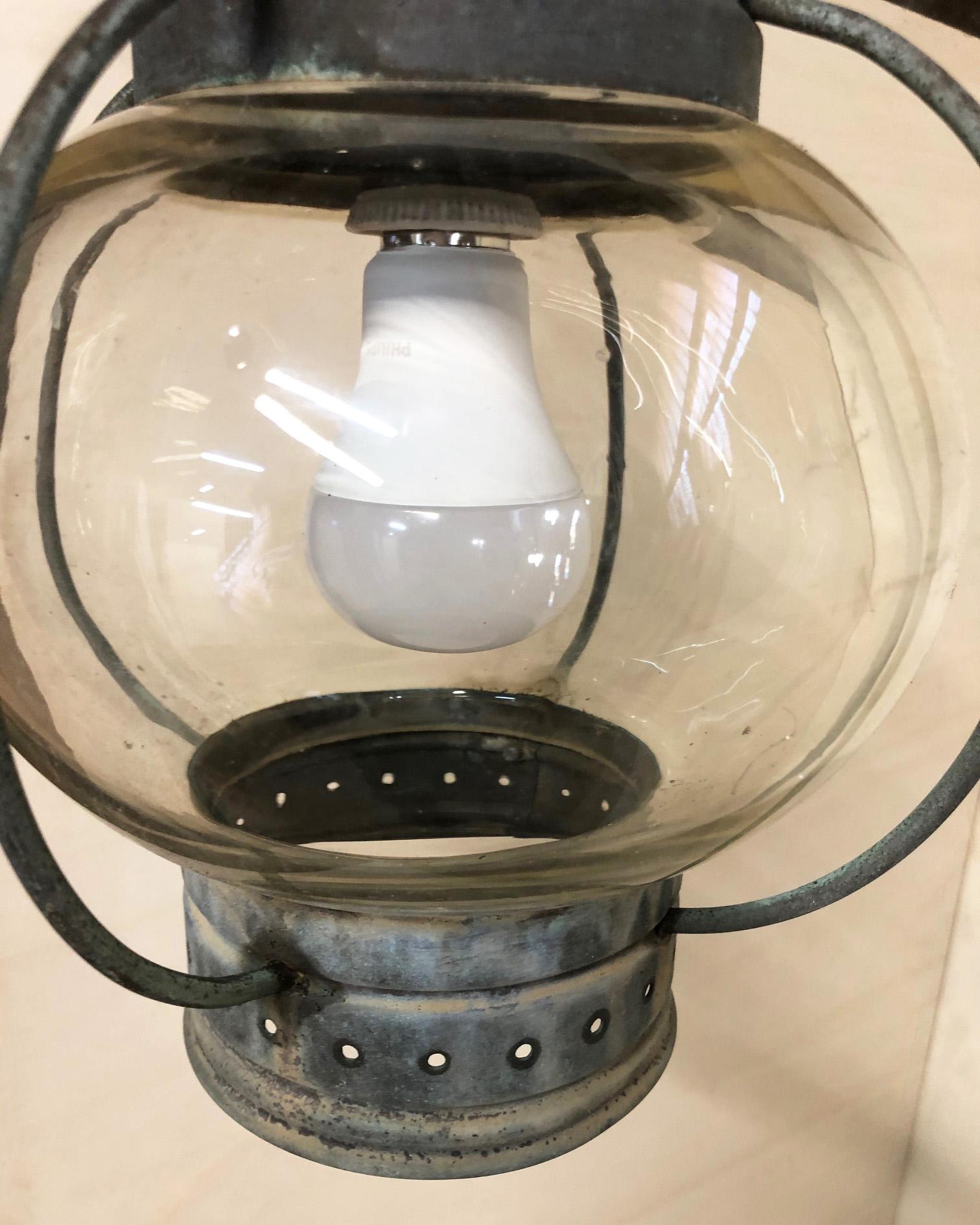 Lanterne italienne en cuivre avec verre transparent en vente 2