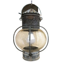 Retro Italian Copper Lantern with Clear Glass