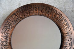 Italian Copper Mid-Century Modern Round Wall Mirror by M.Furgeri