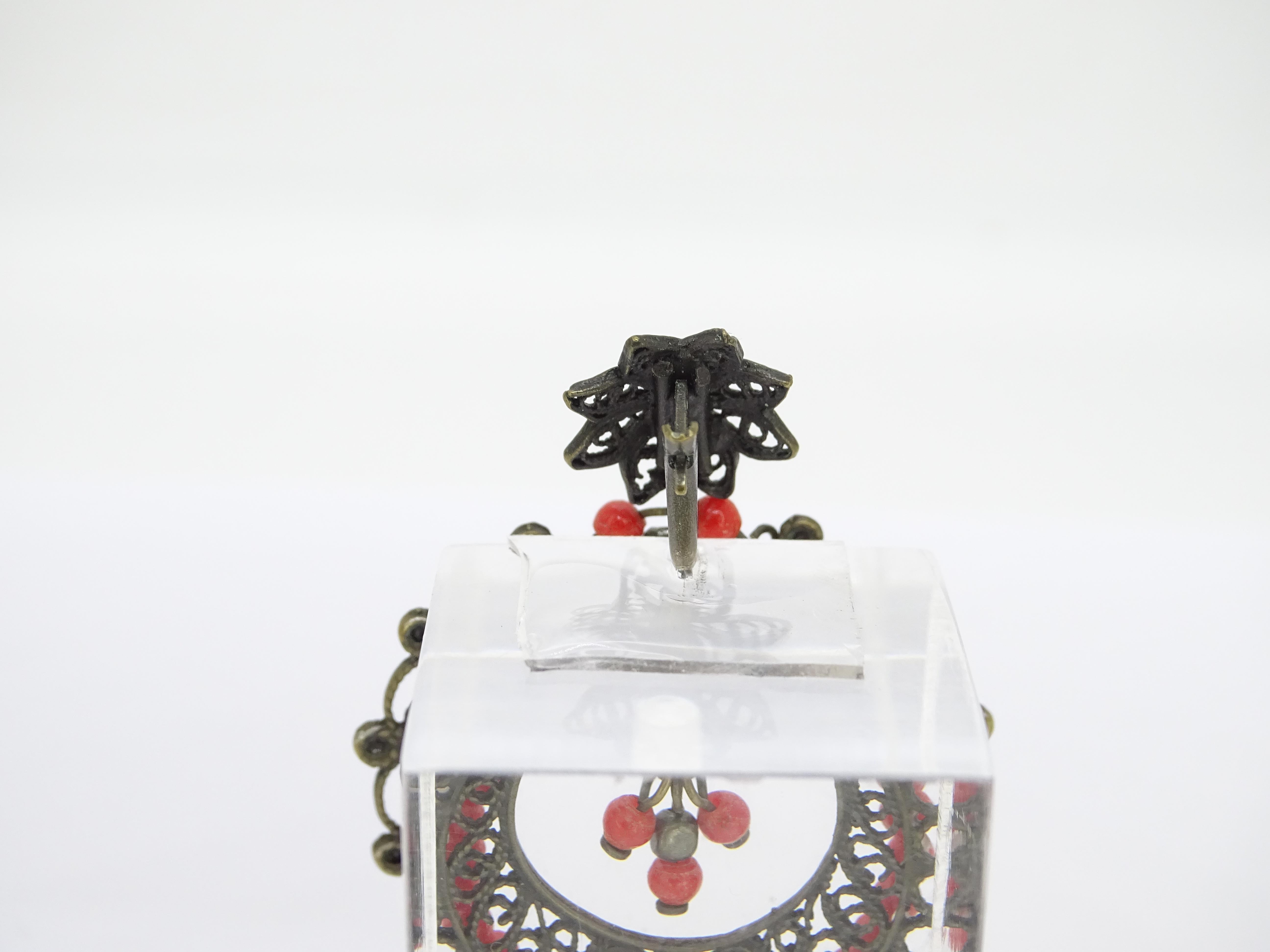 Italian coral and bronce Drop earrings For Sale 4