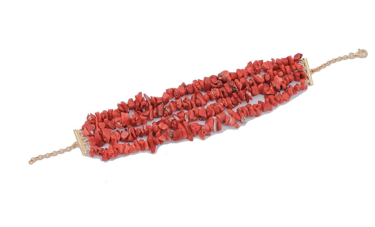 Italienische Koralle, Mehrstrang-Armband (Retro) im Angebot