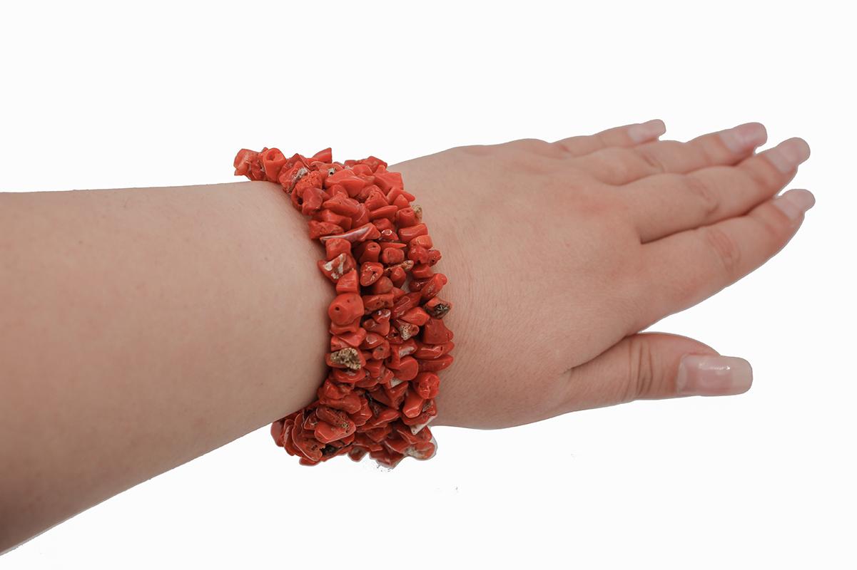 Mixed Cut Italian Coral, Multi-Strands Bracelet For Sale