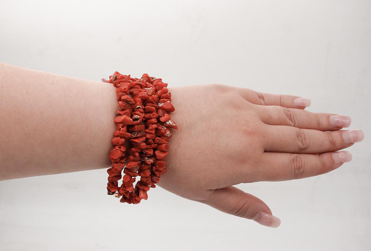 Women's Italian Coral, Multi-Strands Bracelet For Sale