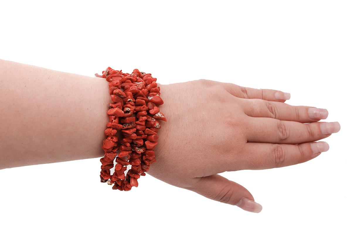 Italian Coral, Multi-Strands Bracelet For Sale 1