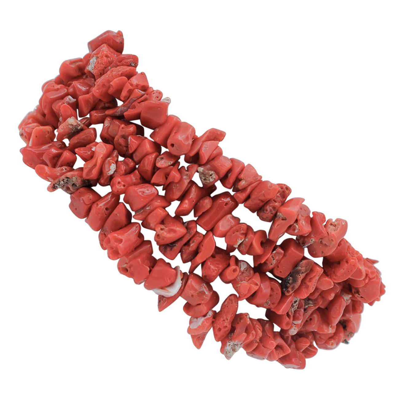 Italian Coral, Multi-Strands Bracelet