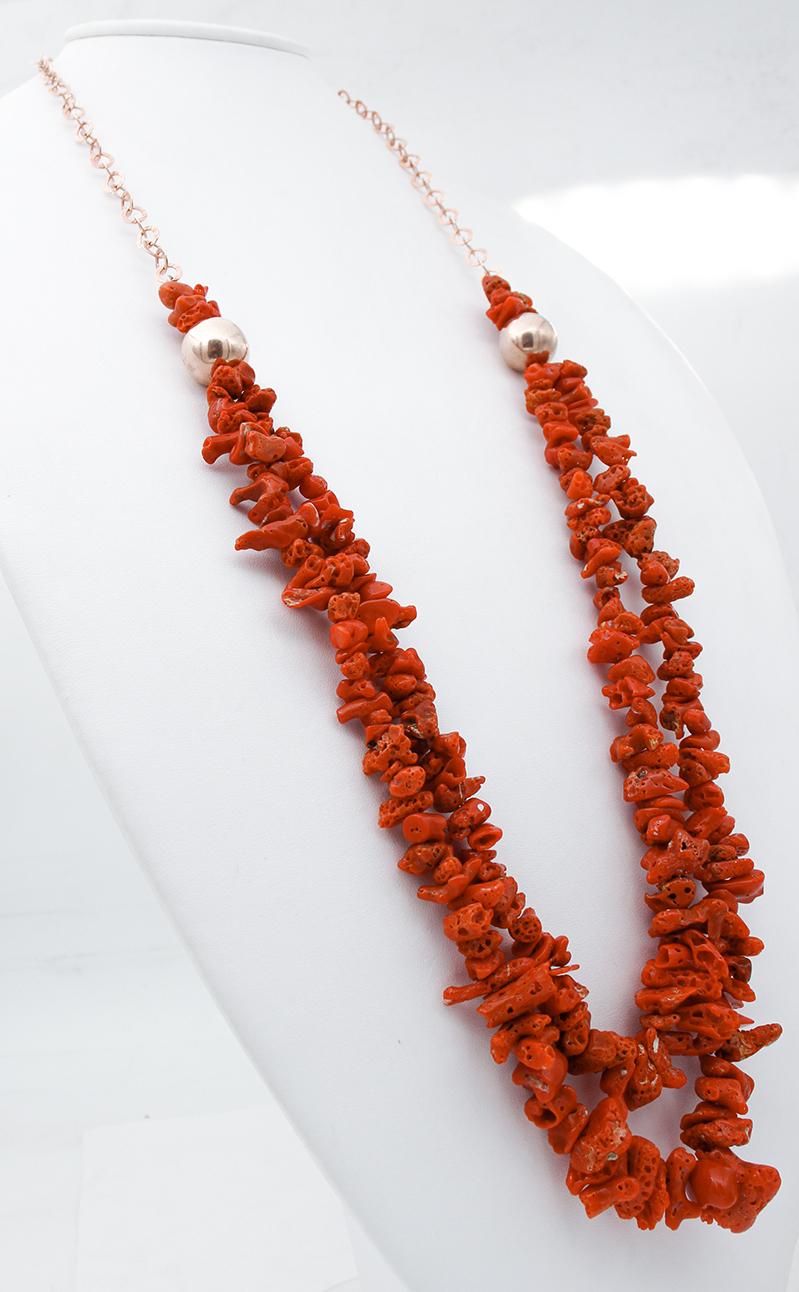 Retro Italian Coral, Multi-Strands Necklace