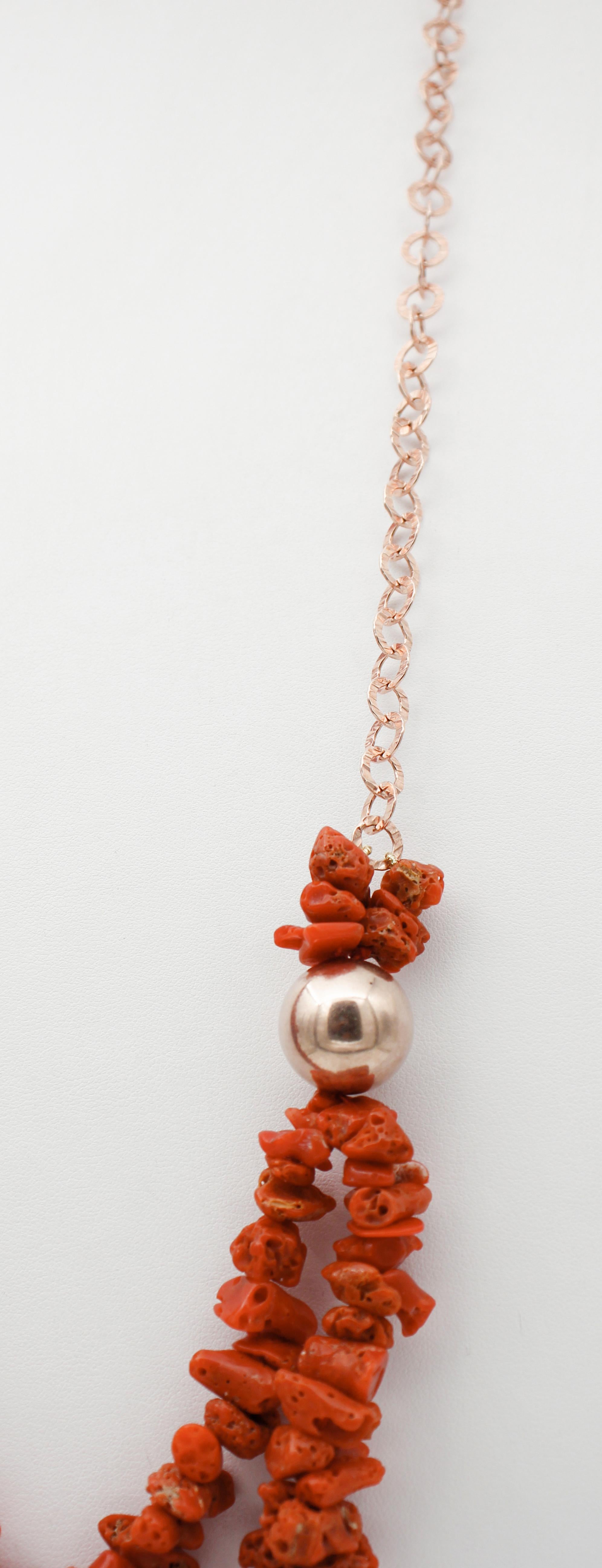 Mixed Cut Italian Coral, Multi-Strands Necklace