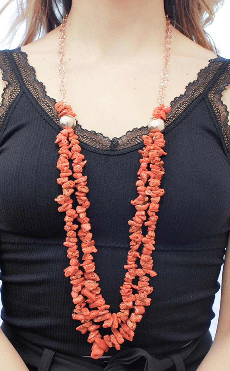Women's Italian Coral, Multi-Strands Necklace