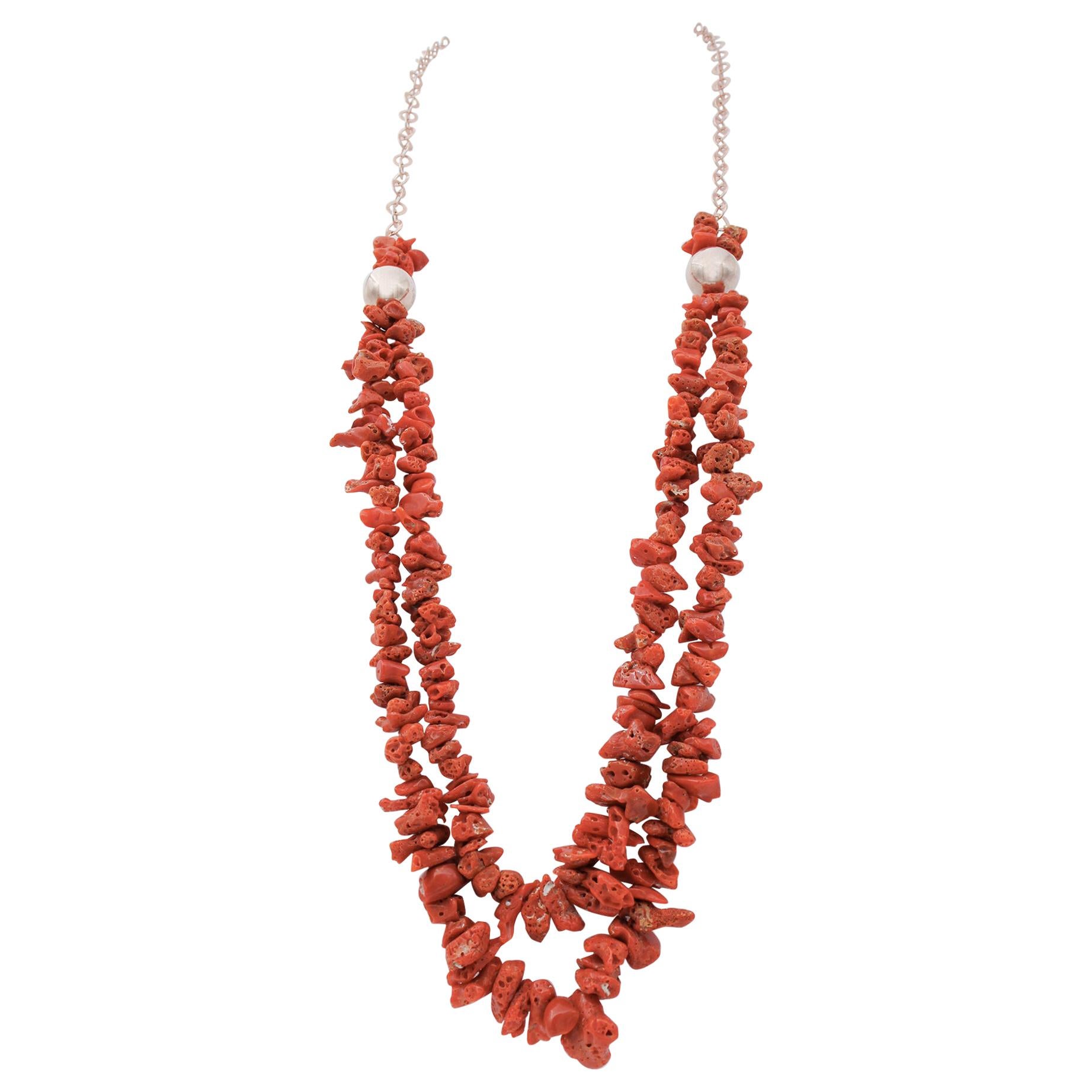 Italian Coral, Multi-Strands Necklace