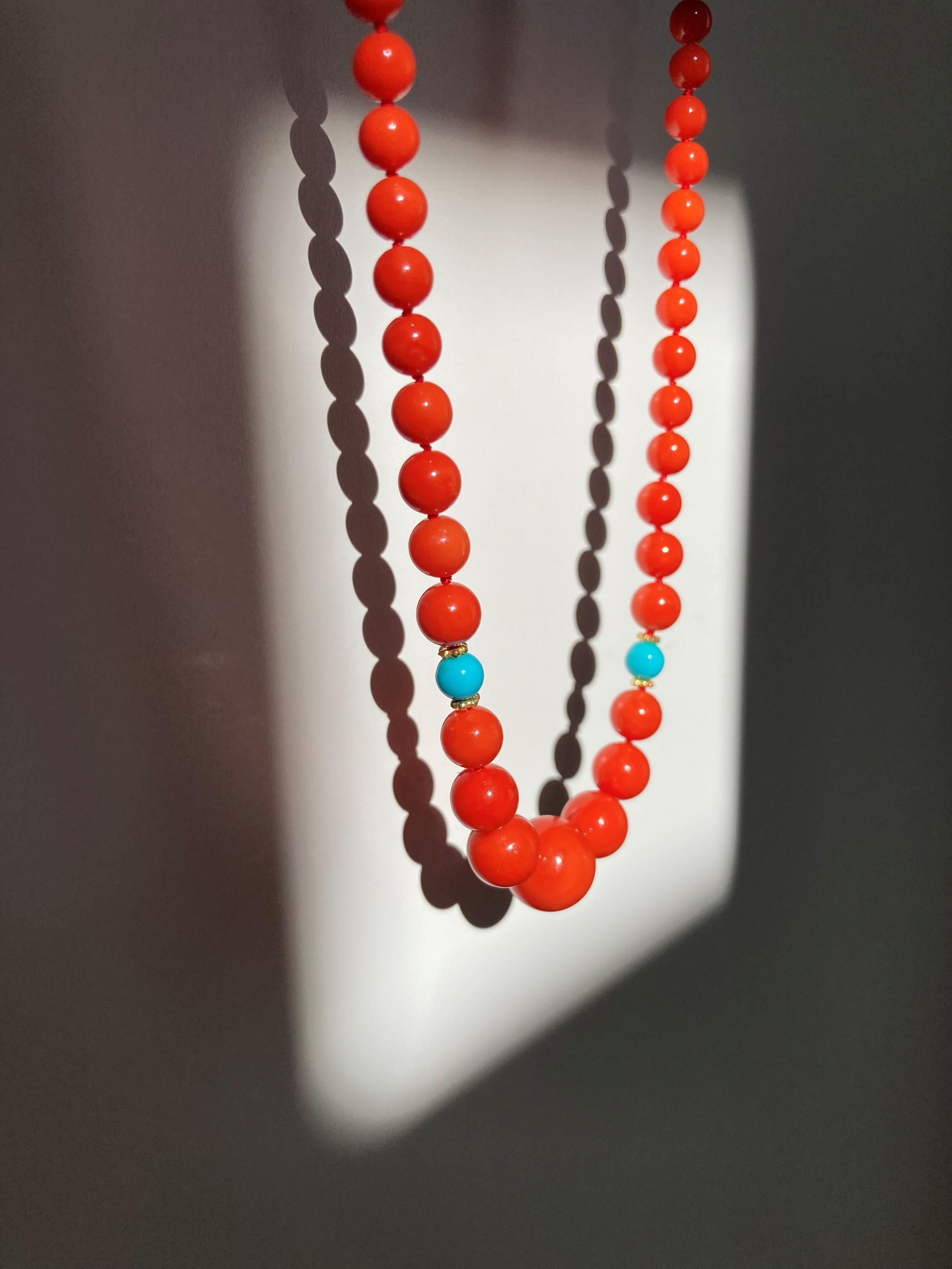 Collier italien en or 14 carats avec turquoises Sleeping Beauty en vente 4