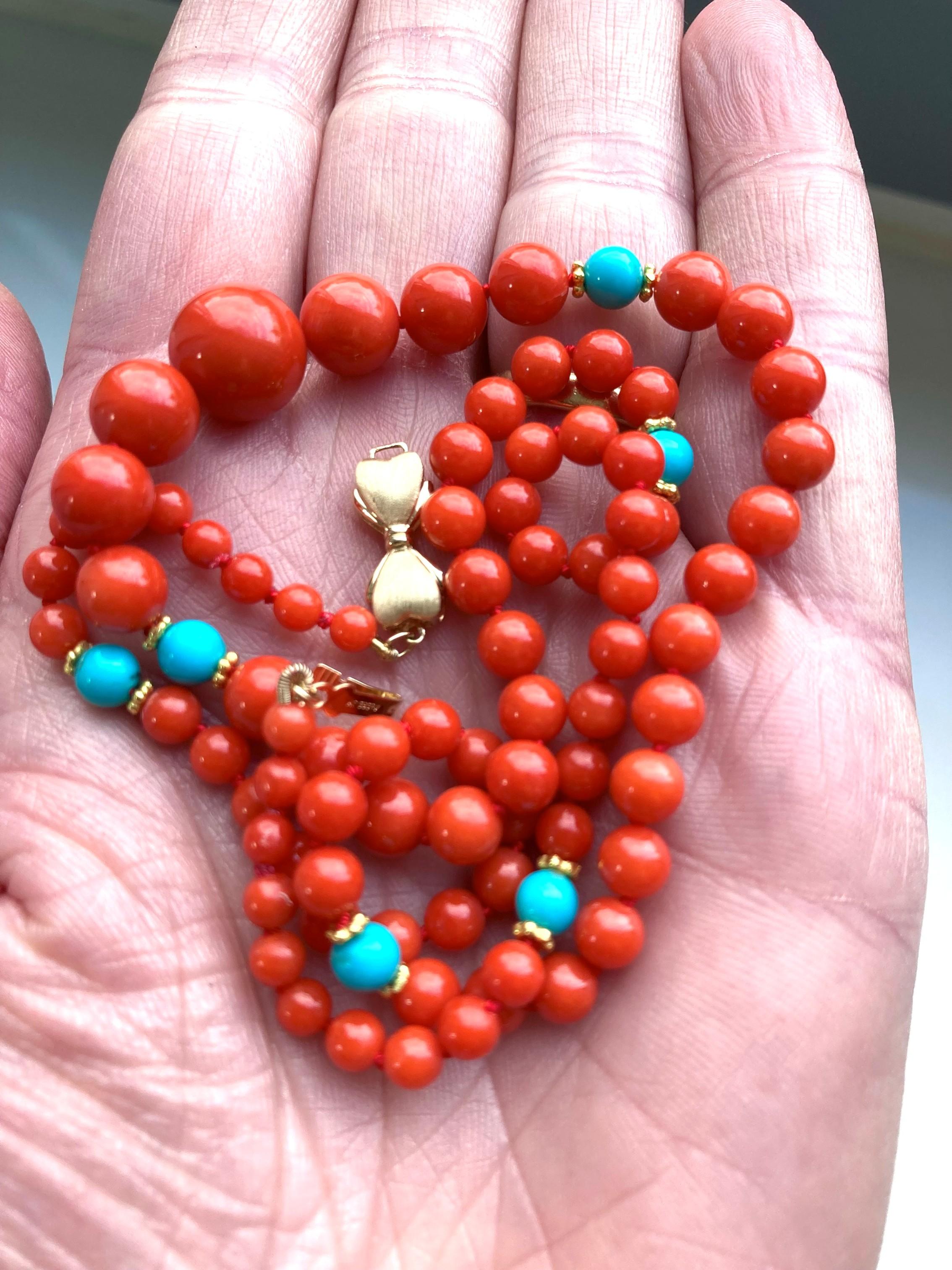 Collier italien en or 14 carats avec turquoises Sleeping Beauty en vente 2