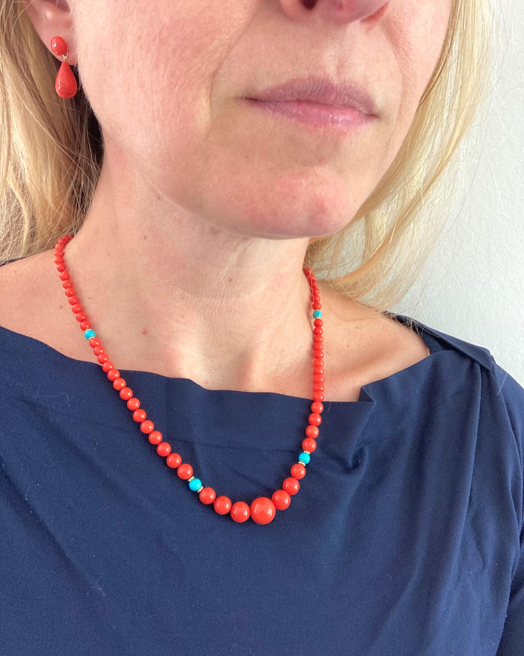 Collier italien en or 14 carats avec turquoises Sleeping Beauty en vente 3