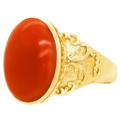 Italian Coral-Set Gold Ring