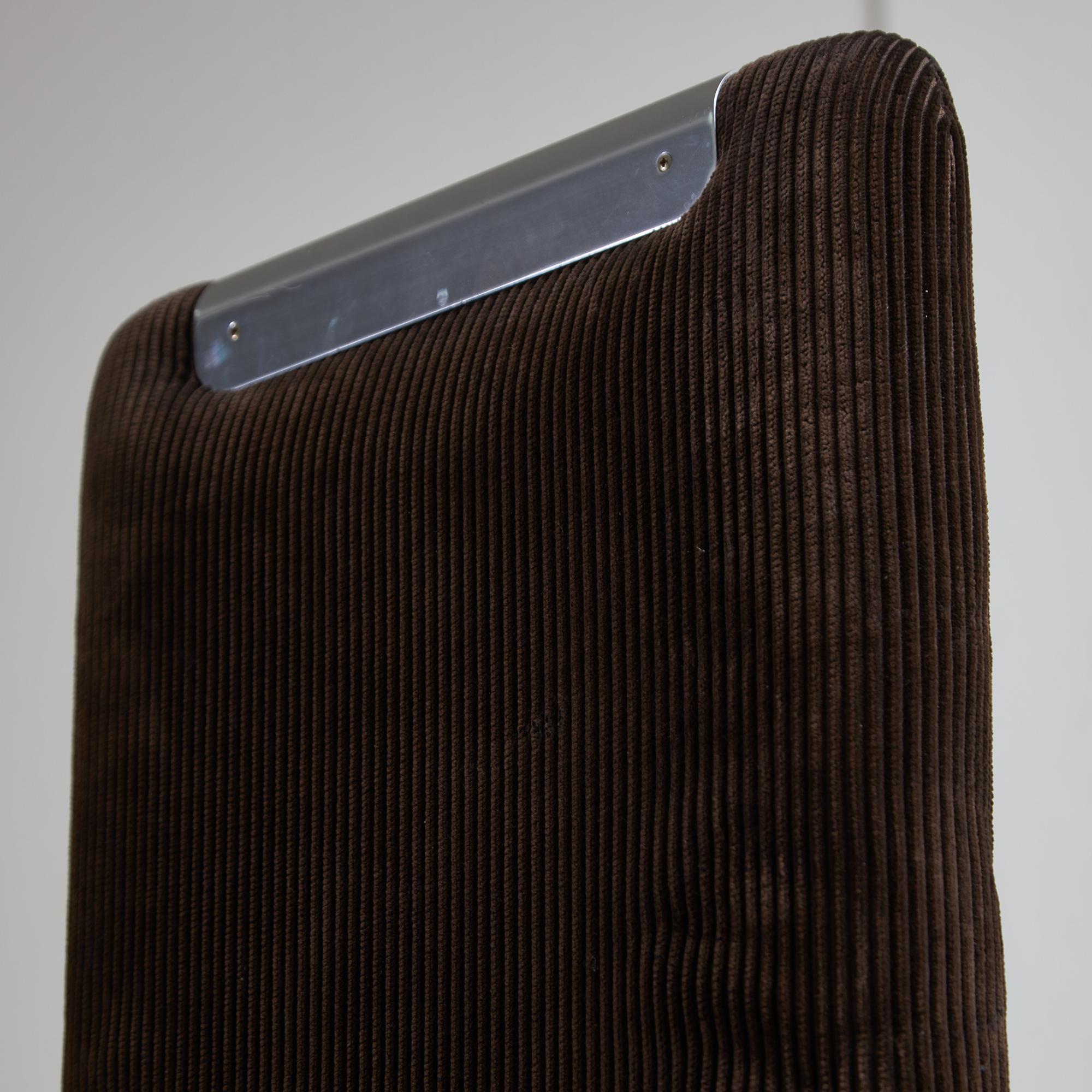 Italian Corduroy Chair Set with Chrome Details by Luigi Saccardo, 1970s For Sale 5