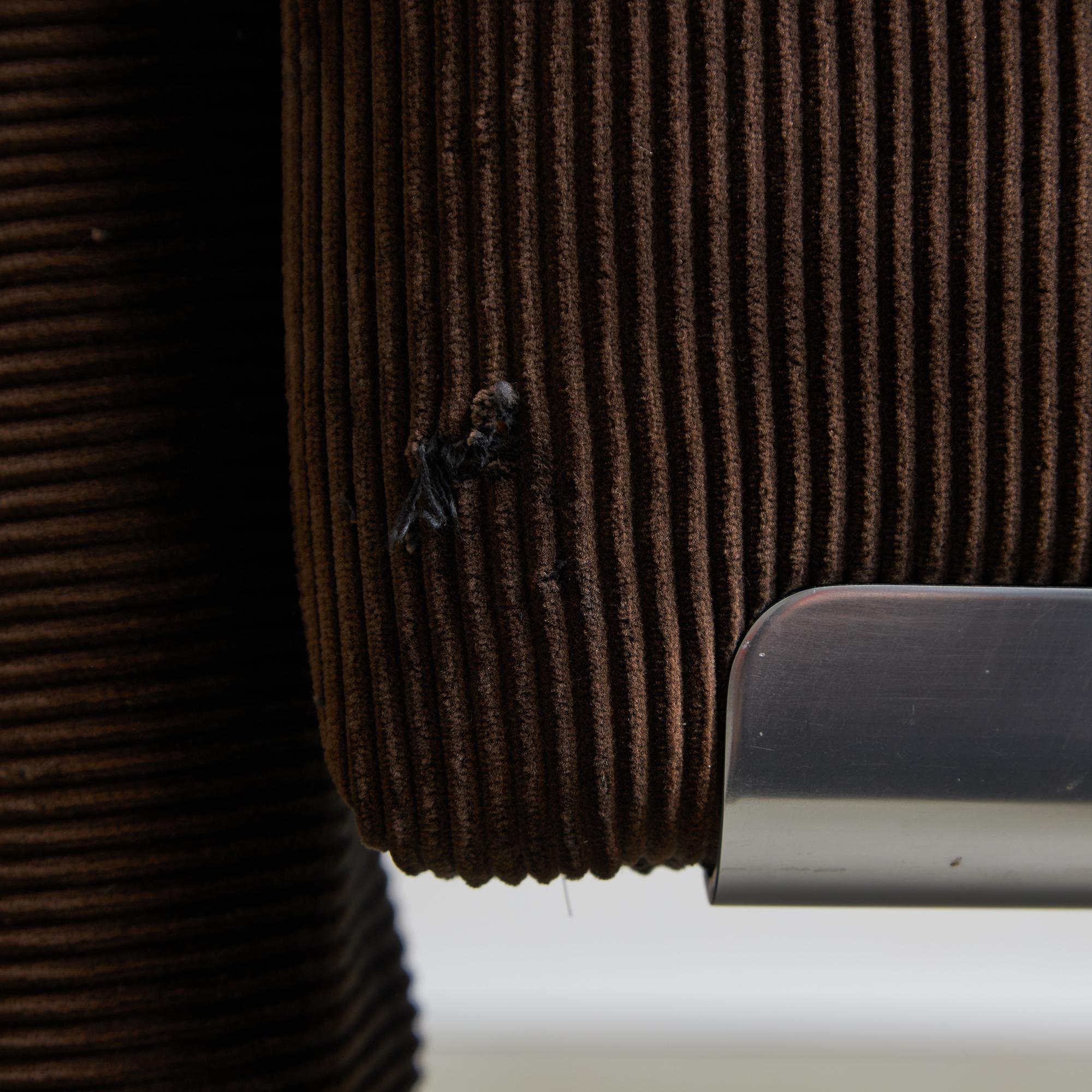 Italian Corduroy Chair Set with Chrome Details by Luigi Saccardo, 1970s For Sale 8