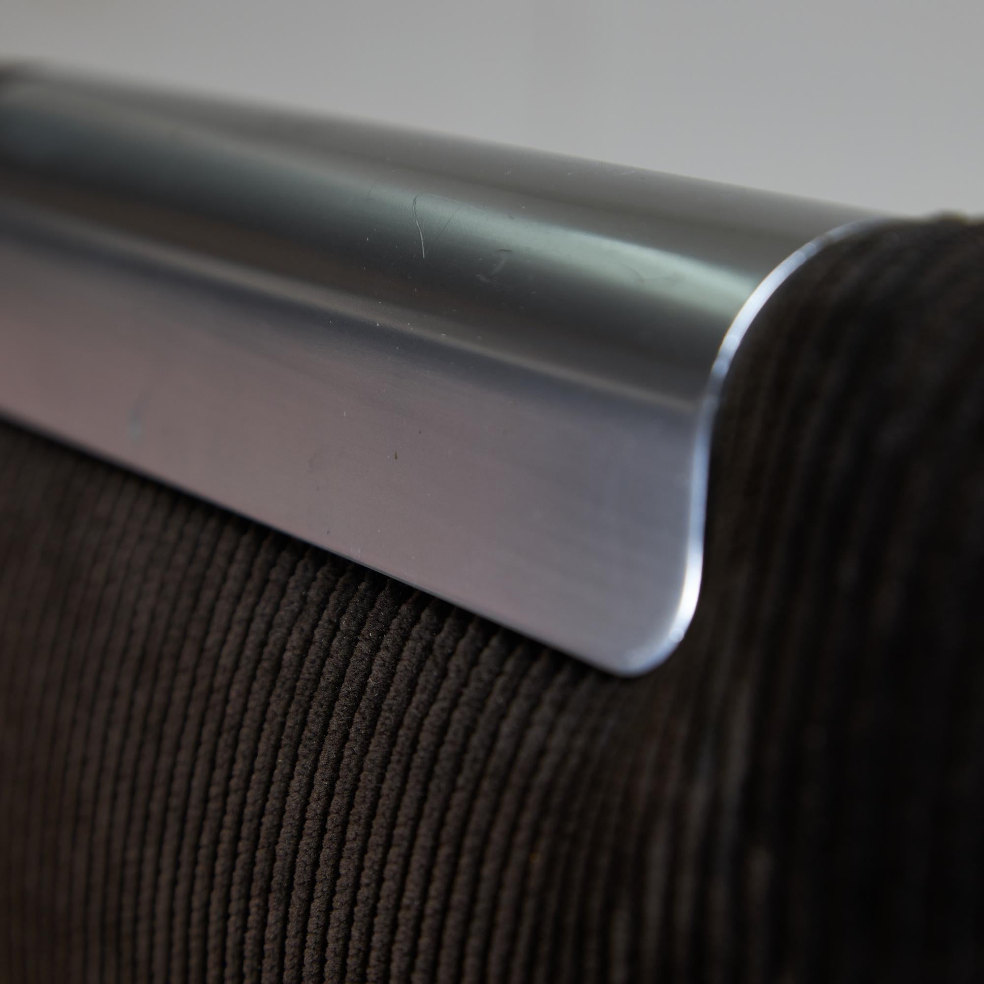Italian Corduroy Chair Set with Chrome Details by Luigi Saccardo, 1970s For Sale 10