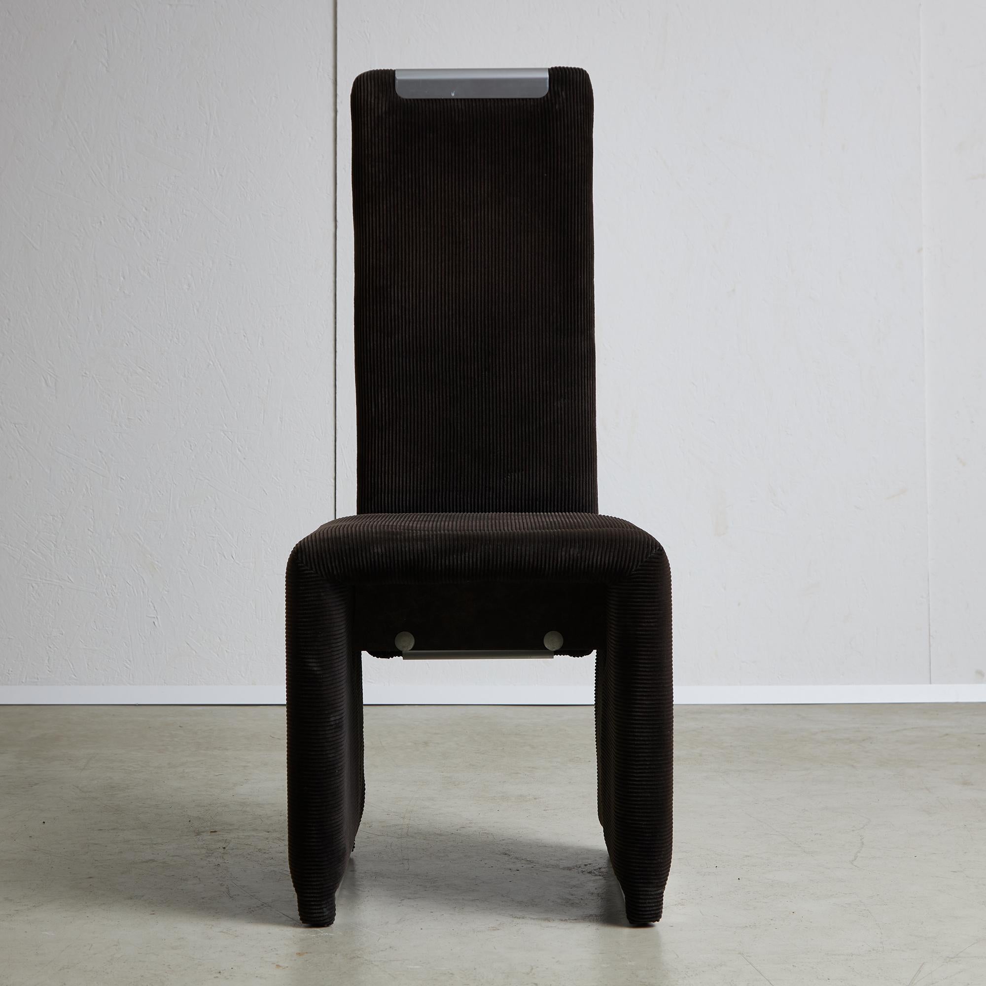 Late 20th Century Italian Corduroy Chair Set with Chrome Details by Luigi Saccardo, 1970s For Sale
