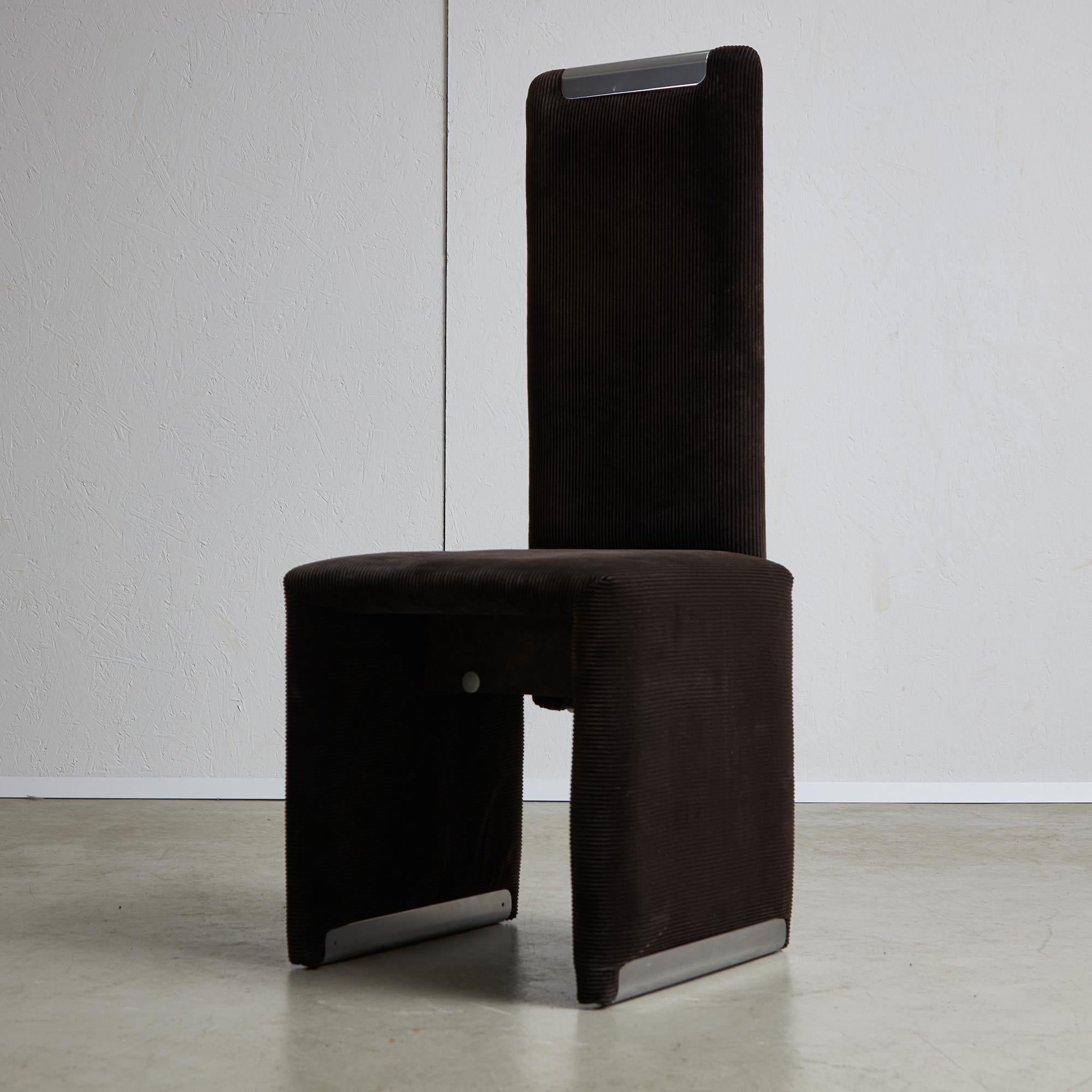 Fabric Italian Corduroy Chair Set with Chrome Details by Luigi Saccardo, 1970s For Sale