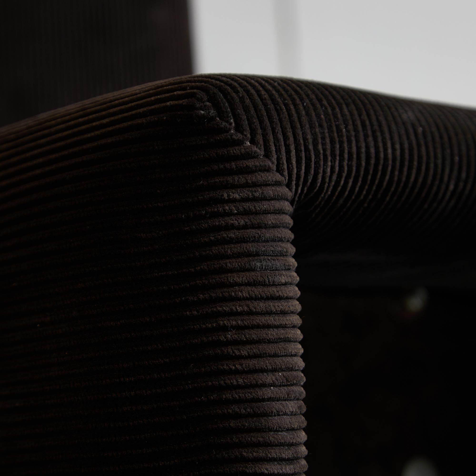 Italian Corduroy Chair Set with Chrome Details by Luigi Saccardo, 1970s For Sale 1