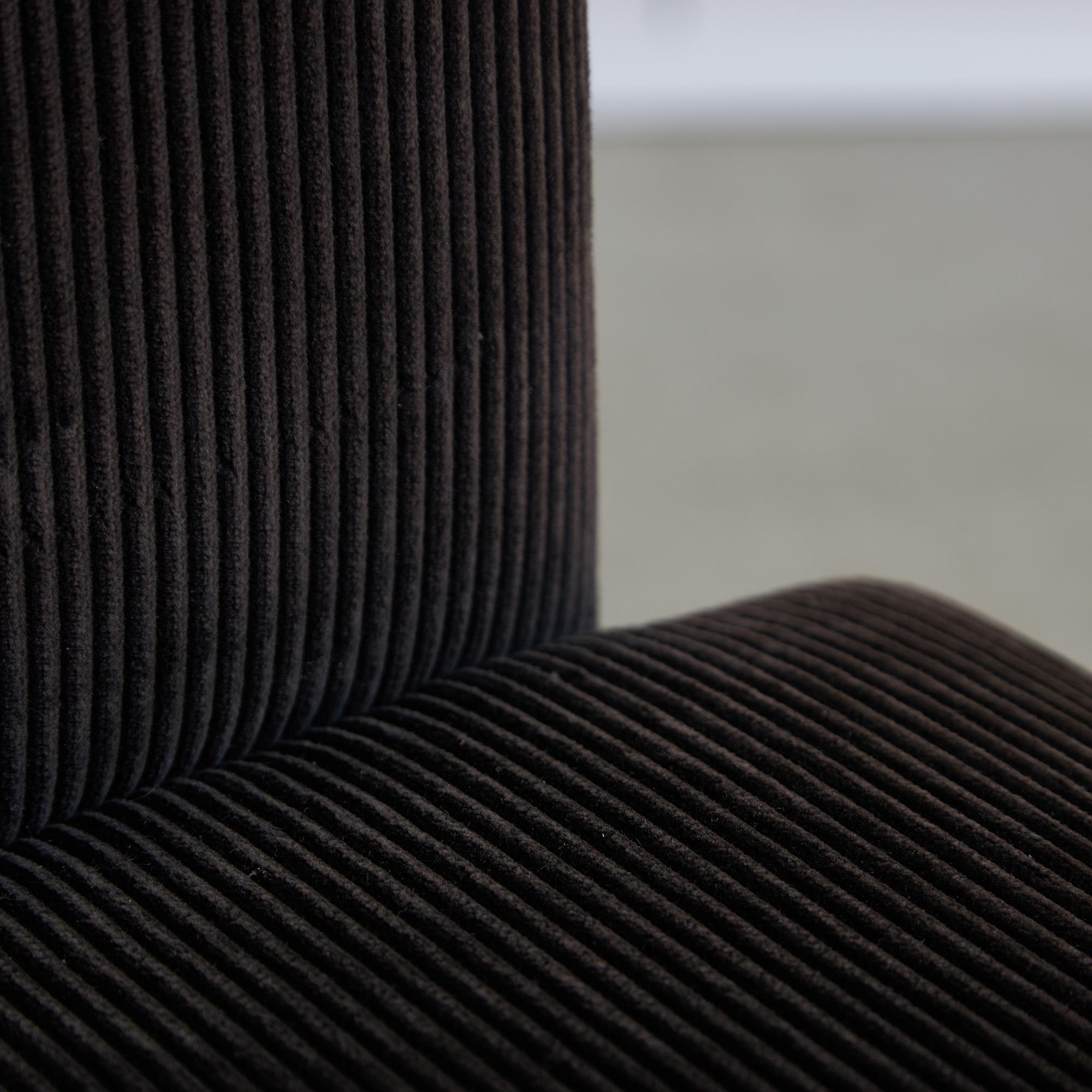 Italian Corduroy Chair Set with Chrome Details by Luigi Saccardo, 1970s For Sale 2