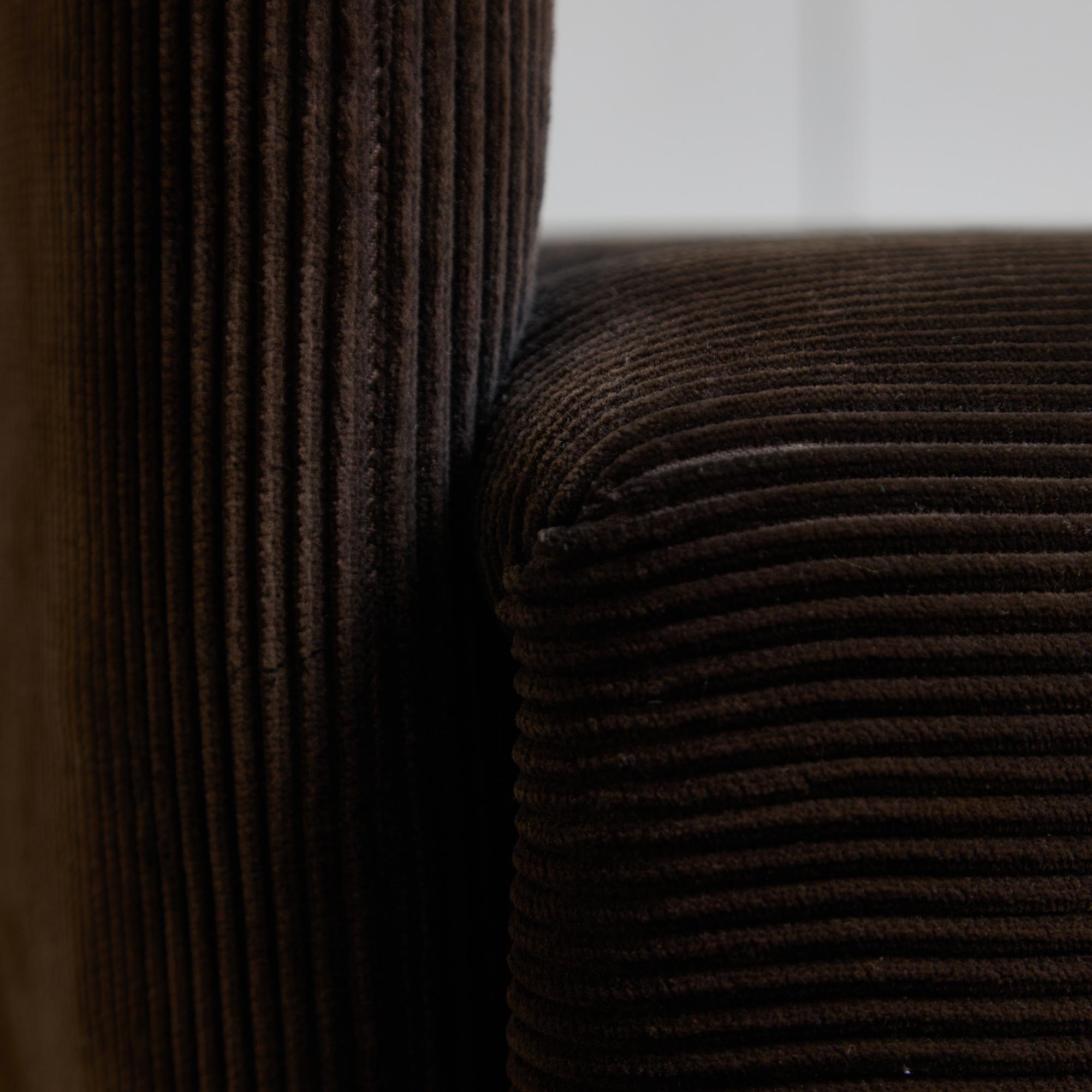 Italian Corduroy Chair Set with Chrome Details by Luigi Saccardo, 1970s For Sale 4