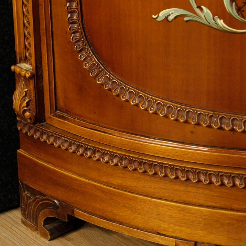 Italian Corner Cupboard in Wood with Floral Decorations in Louis XVI Style 1