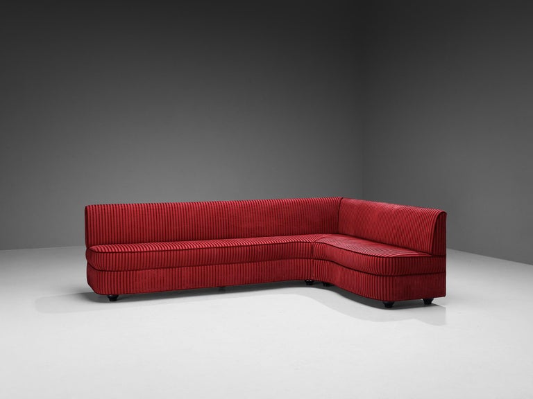 Italian Corner Sofa in Red Upholstery For Sale at 1stDibs