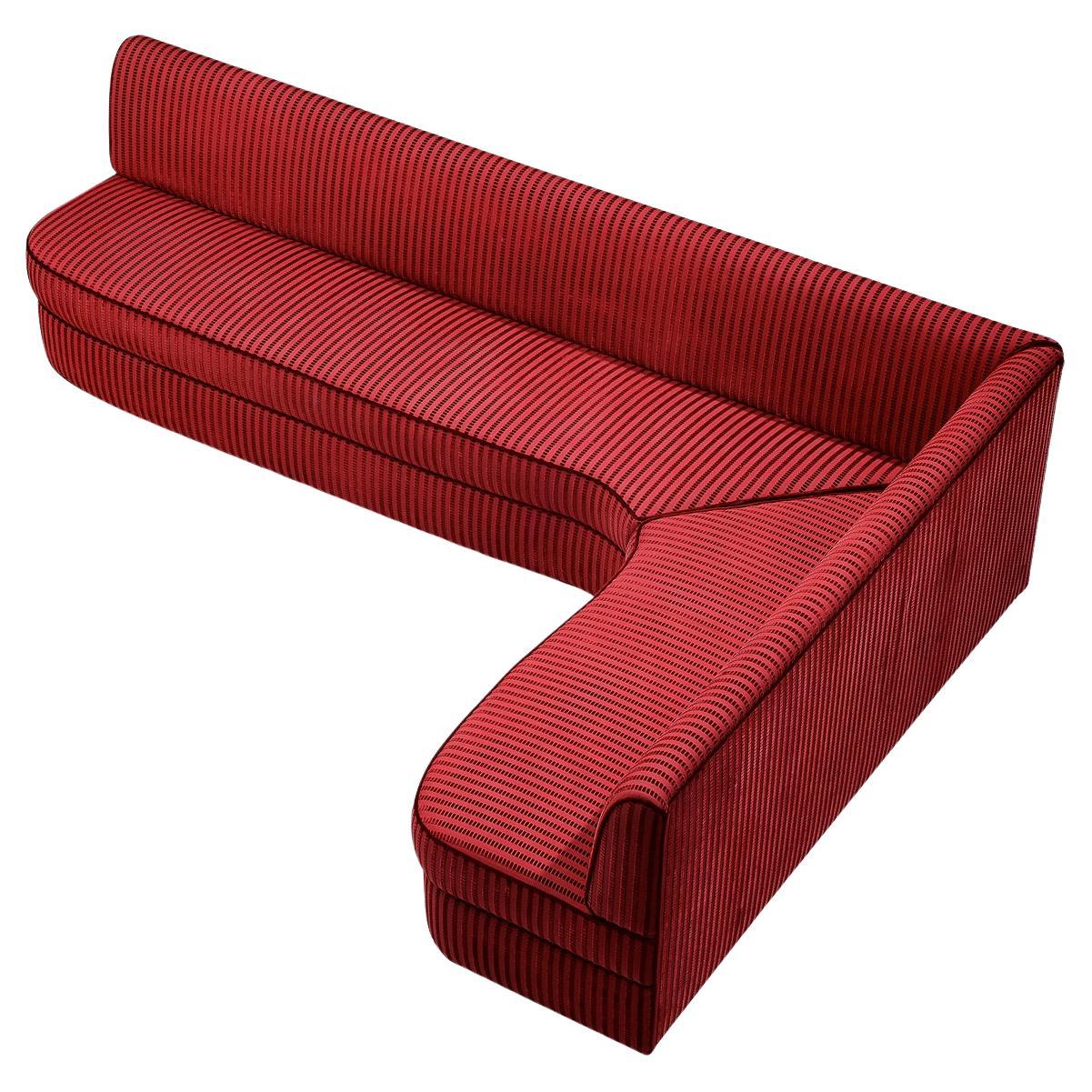 Italian Corner Sofa in Red Upholstery For Sale