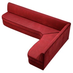 Vintage Italian Corner Sofa in Red Upholstery