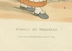 Italian Costume – Female of Vercelli, Hand-Coloured Print by R. Bridgens, 1835