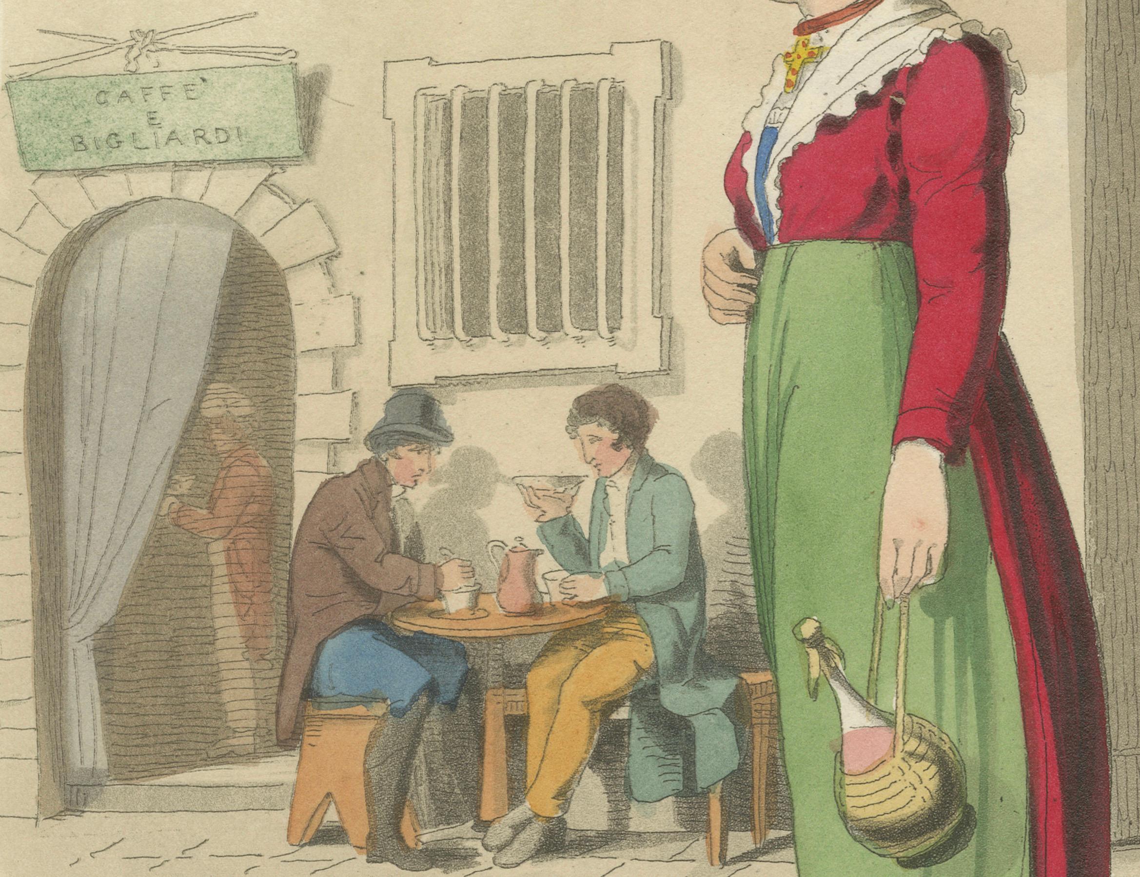 Italienische Tracht - Frau von Turin in traditioneller Kleidung, 1835 (Mittleres 19. Jahrhundert) im Angebot