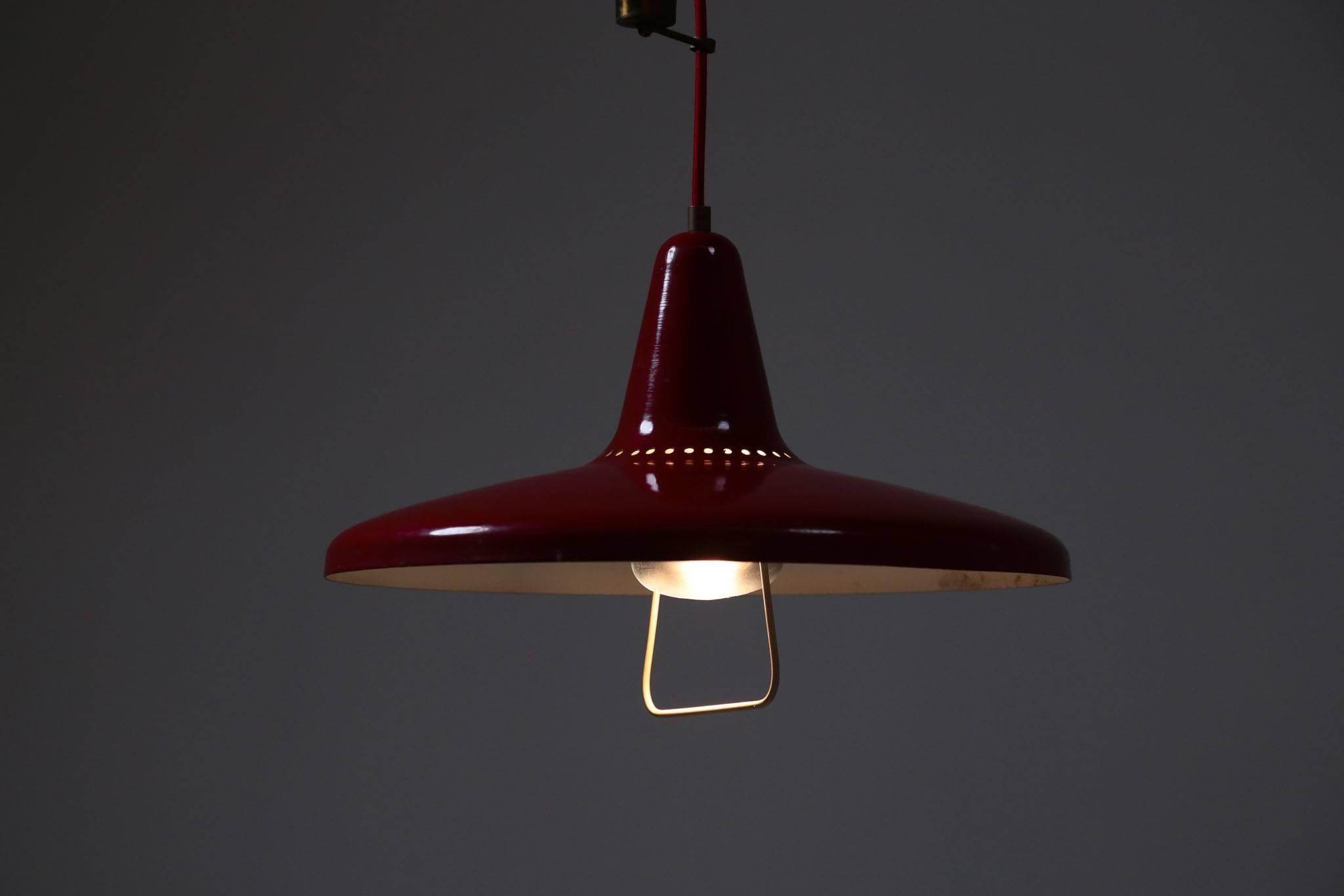 Steel Italian Counter Balance Pendant Lamp, 1960s, Midcentury