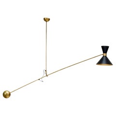 Italian Counterbalance Brass Ceiling Lamp with Adjustable Diabolo Shade