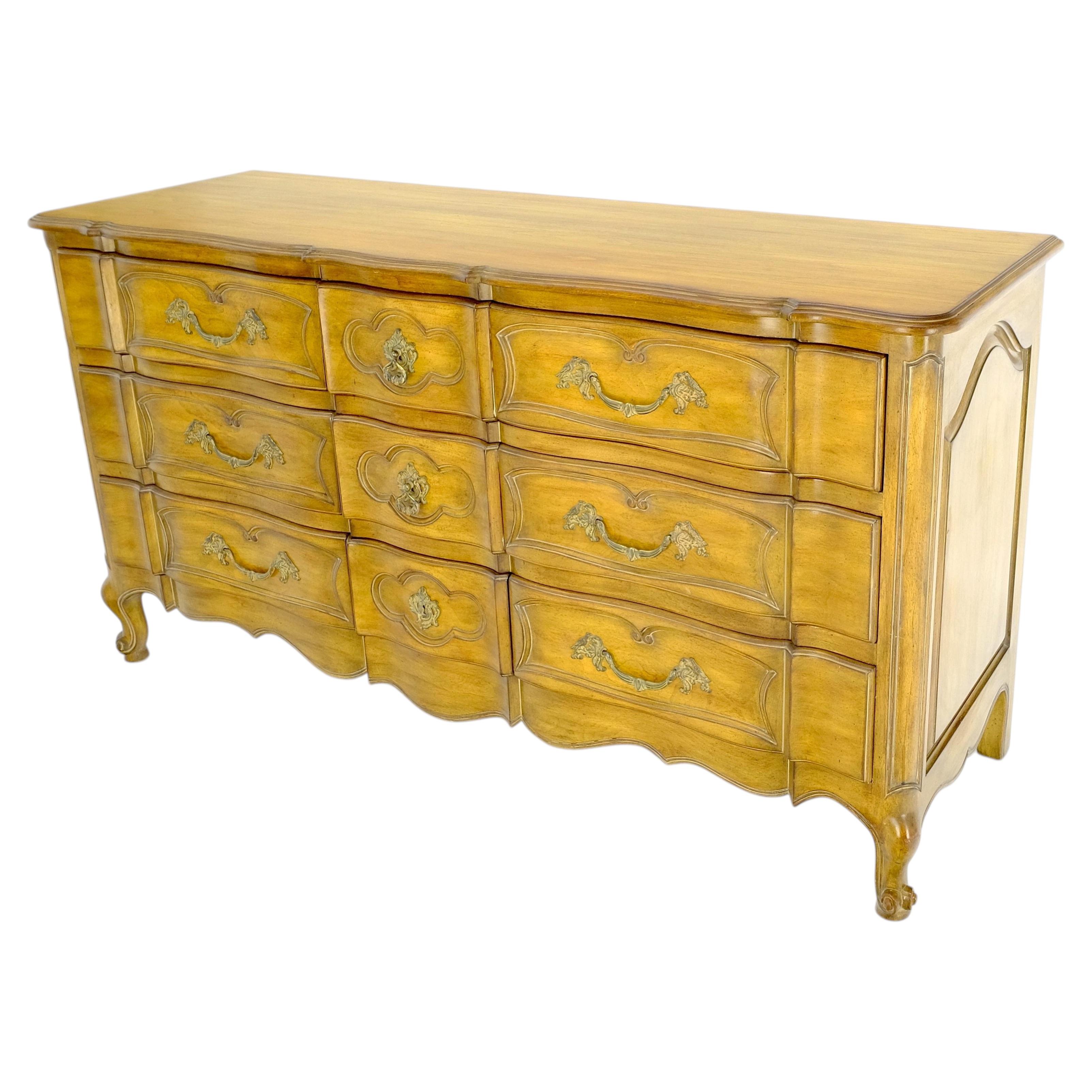 Italian Country French 9 Drawers Light Walnut 66" Long Dresser Credenza MINT! For Sale