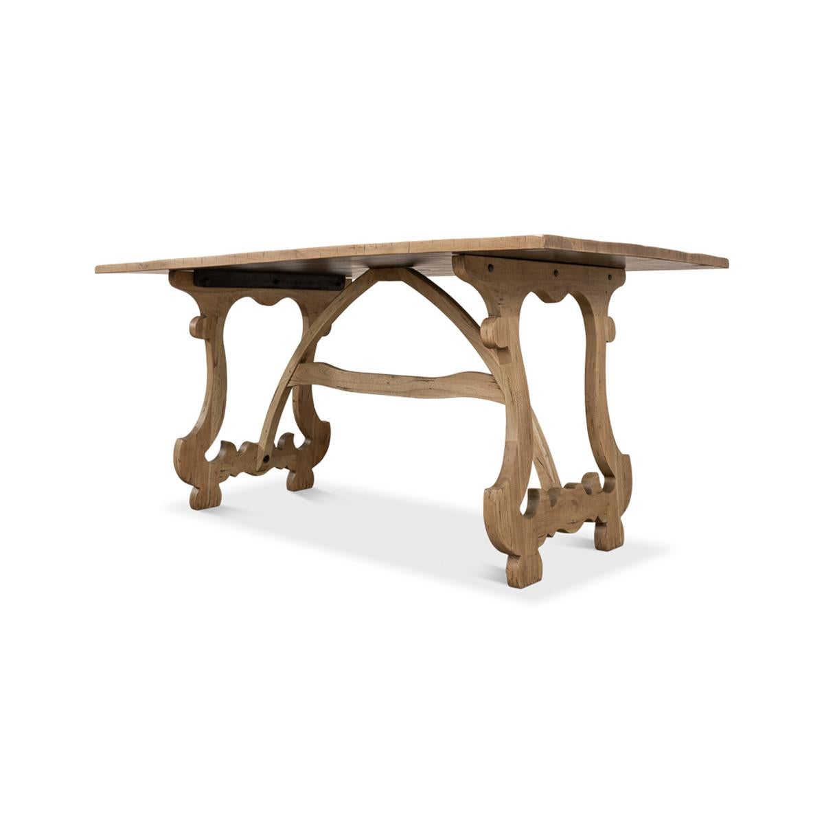 Italian Country Trestle End Dining Table For Sale 3