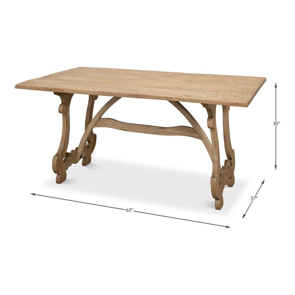 Italian Country Trestle End Dining Table For Sale 4
