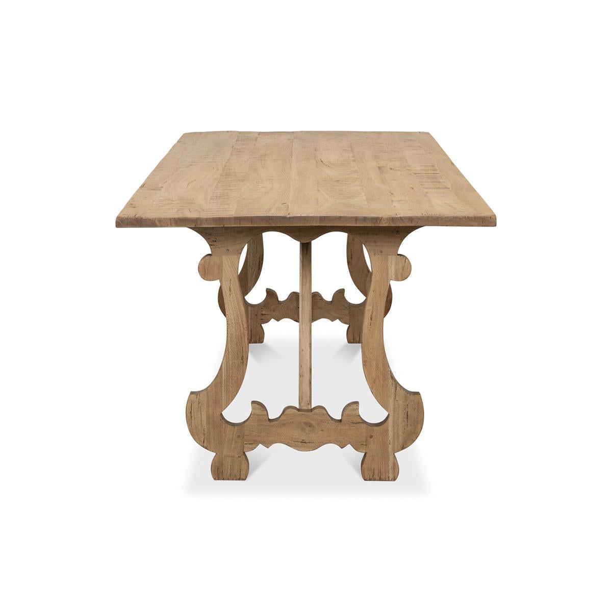 Renaissance Italian Country Trestle End Dining Table For Sale