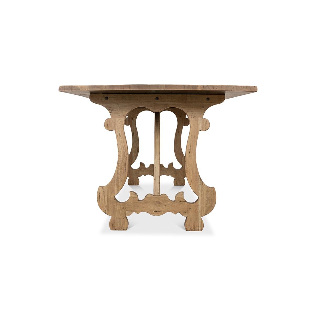 Contemporary Italian Country Trestle End Dining Table For Sale