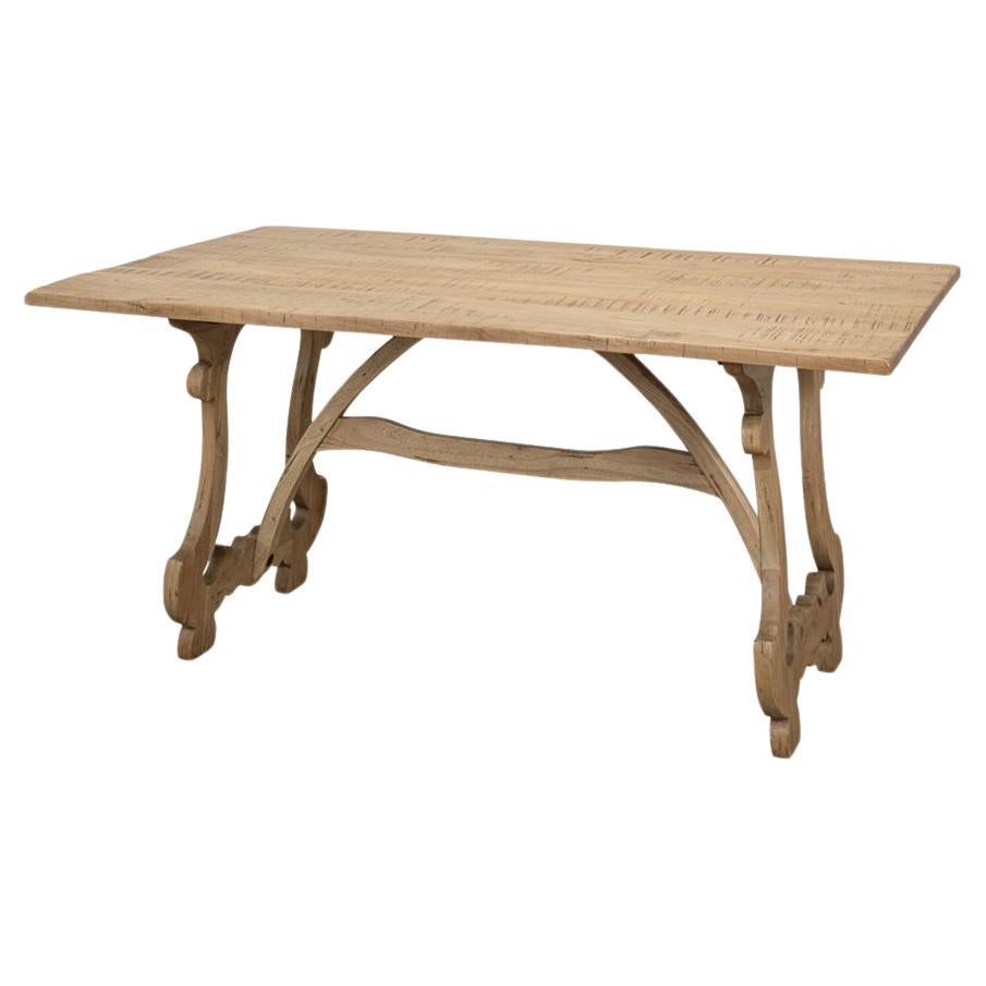 Italian Country Trestle End Dining Table For Sale