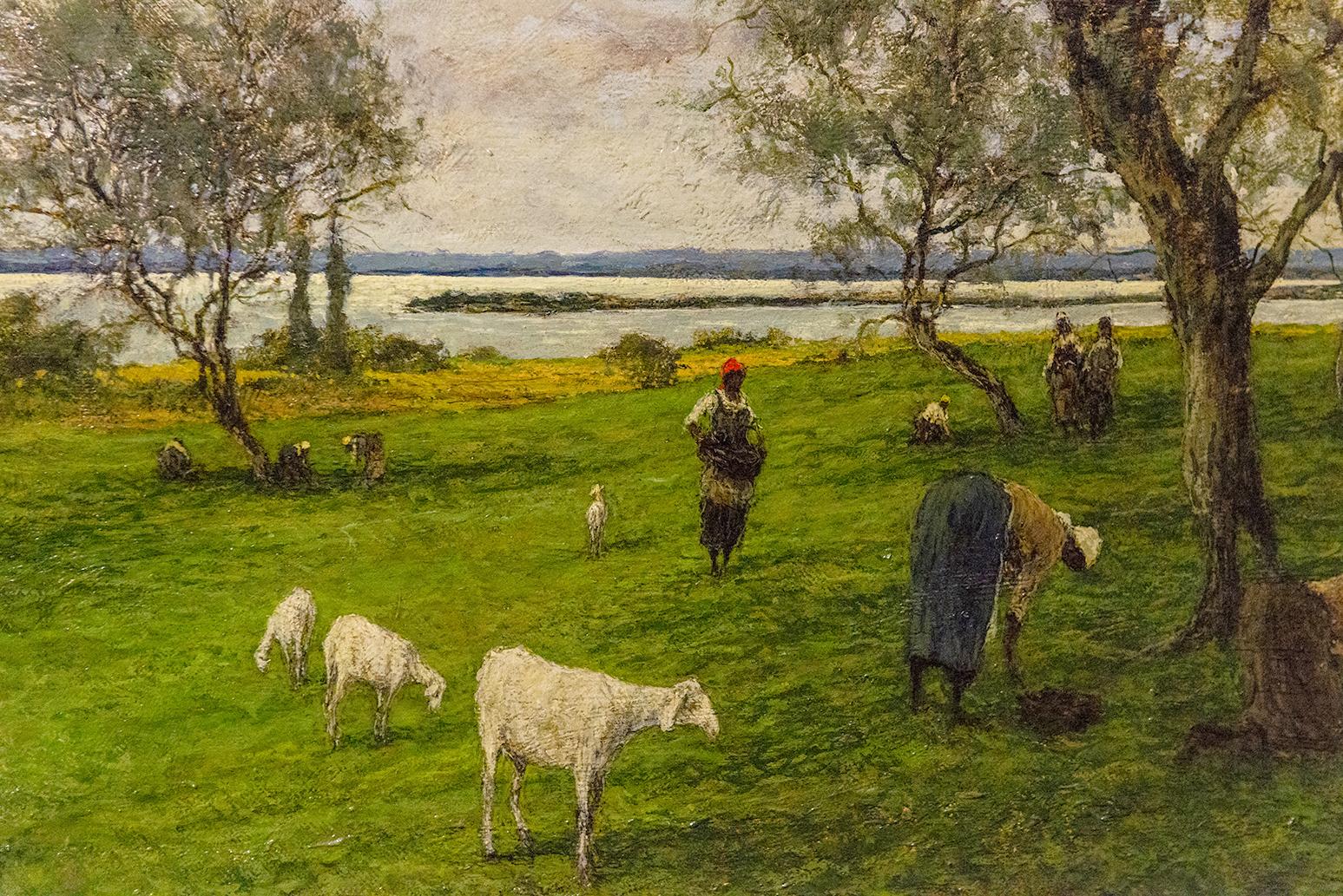 Italienische Landschaft mit weidenden Schafen im Angebot 7