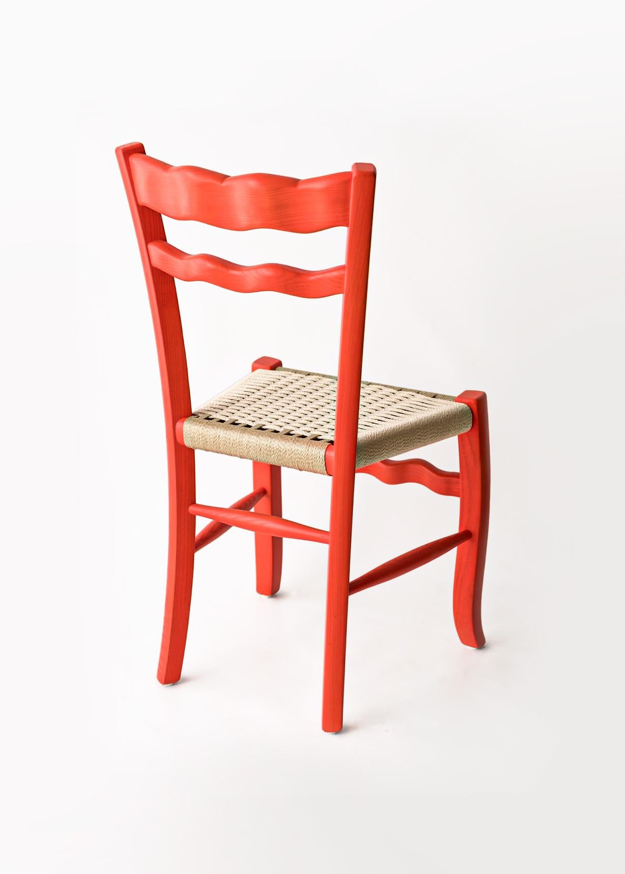 Mid-Century Modern Italian Countryside Wooden Chair 
