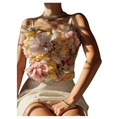  Italian Couture Silk Floral  Bustier Corset S-M