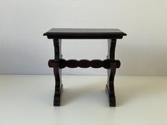 Italian Craft Mahogany Trestle Leg Side Table, 1960s, Italy