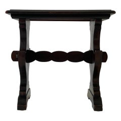 Italian Craft Mahogany Trestle Leg Side Table, 1960s, Italy