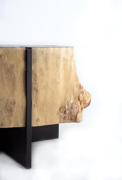 Italian Craft, Tuscan White Oak on Black Steel Mount Table